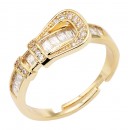 14K Gold Plated With Clear CZ Adjustable Buckle Rings