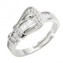 14K Gold Plated With Clear CZ Adjustable Buckle Rings