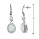 925 Sterling Silver Rhodium Plated with Oval Opal and Clear Cubic Zirconia Stones Bridal Earrings for Women Girls