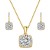 Gold-Plated-with-Clear-Sqaure-CZ-Neckalce-and-Earring-Set-Gold Plated Clear