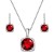 Rhodium-Plated-with-Ruby-Red-Sqaure-CZ-Neckalce-and-Earring-Set-Red Rhodium Plated