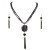 Gold-Plated-With-Black-Mix-Stone-Statement-Necklace-&amp;-Earrings-Set-with-Tassel-Pendant-for-Women-Black