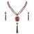 Gold-Plated-With-Red-Mix-Stone-Statement-Necklace-&amp;-Earrings-Set-with-Tassel-Pendant-for-Women-Red