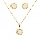 Gold Plated Stainless Steel Necklace And Earrings Sets.