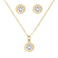 Gold Plated Stainless Steel Necklace And Earrings Sets.