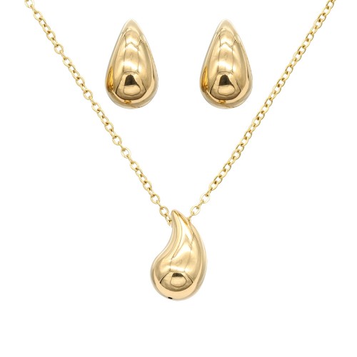 Gold Plated Stainless Steel  Necklace And Earrings Sets.