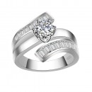 925 Sterling Silver Clear CZ Statement Ring