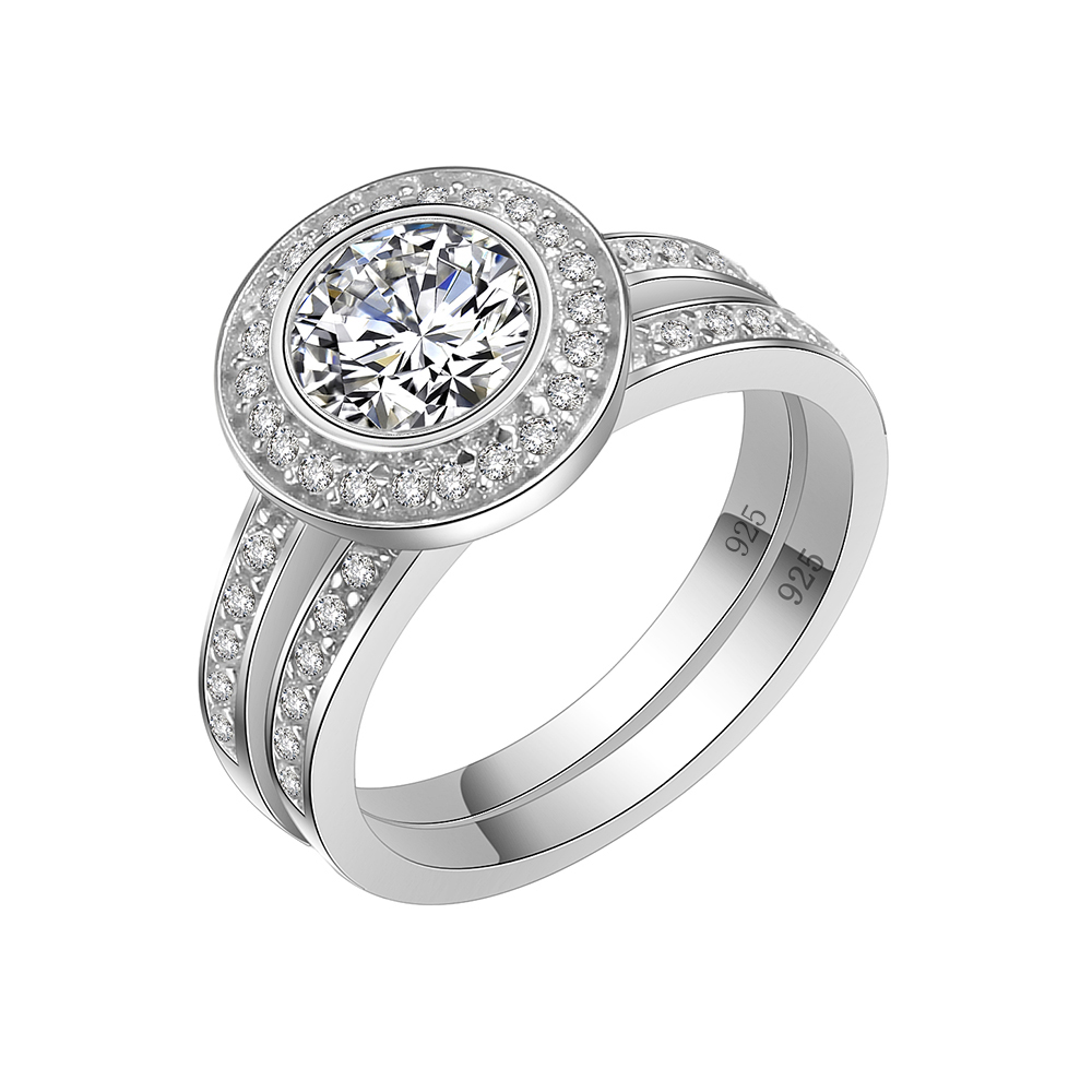Sterling Silver Cathedral Set Round Solitaire CZ Engagement Ring |  GoldenMine.com