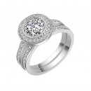 925 Sterling Silver Clear CZ Engagement Ring