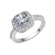 925 Sterling Silver with Square Clear CZ Statement Ring