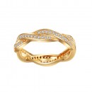 Gold Plated 925 Sterling Silver CZ Woven Statement Ring