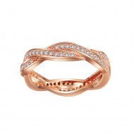Rose Gold Plated 925 Sterling Silver CZ Woven Statement Ring