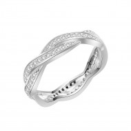 925 Sterling Silver CZ Woven Statement Ring