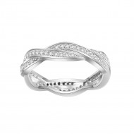 925 Sterling Silver CZ Woven Statement Ring
