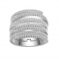 925 Sterling Silver Nine Rows CZ Fashion Stackable Statement Ring