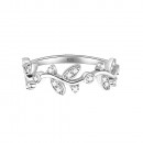 925 Sterling Silver Curved Olive Branch with Clear Cubic Zirconia Stones Wedding Band Promise Ring for Women Size 5-10