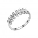 925 Sterling Silver Olive Branch with Clear Cubic Zirconia Stones Wedding Band Promise Ring for Women