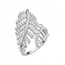 925 Sterling Silver Elegant Leaf Branch with Clear Cubic Zirconia Stones Wedding Ring Promise Ring for Women