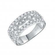 925 Sterling Silver Rhodium Plated with AAA CZ Stones Vintage Rings for Women