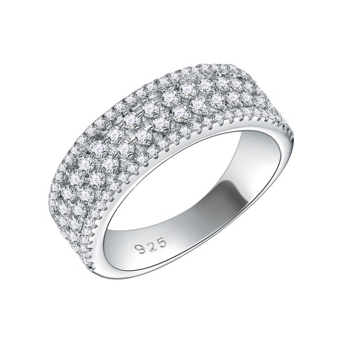 925 Sterling Silver with AAA Cubic Zirconia Wedding Band for Women