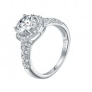 925 Sterling Silver Rhodium Plated with Round AAA CZ Engagement Rings for Women