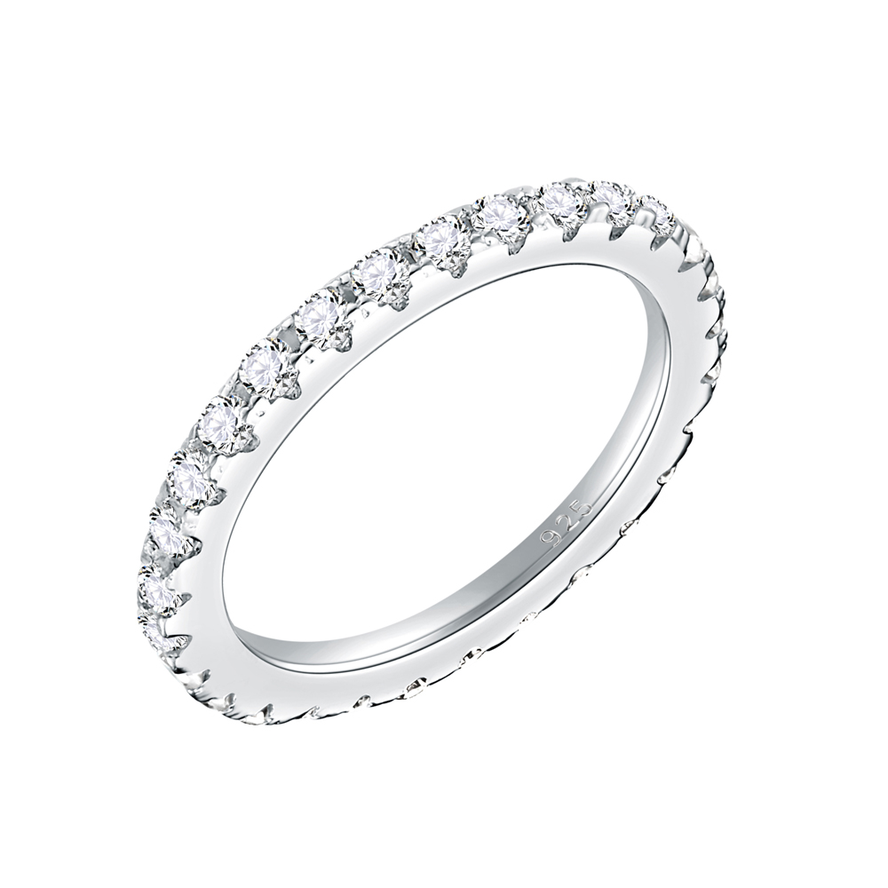 925 Sterling Silver Rhodium-plated Cubic Zirconia Eternity Band Ring