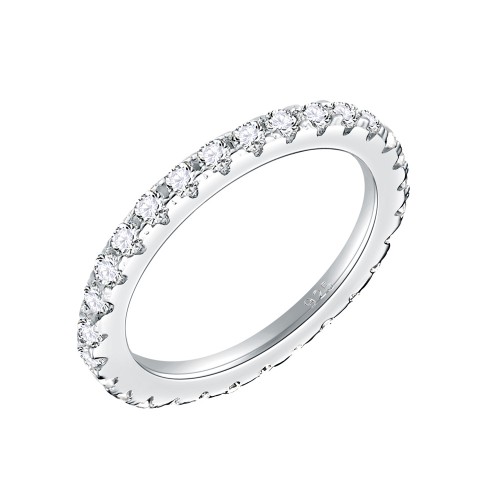 925 Sterling Silver Rhodium Plated with AAA Cubic Zirconia Stones Eternity Band Ring for Women