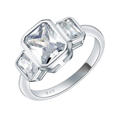 925 Sterling Silver Rhodium Plated with AAA Cubic Zirconia Meghan's Royal Wedding Rings for Women