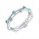 925 Sterling Silver Rhodium Plated with Blue Opal Eternity 2 pcs Band Sets for Women