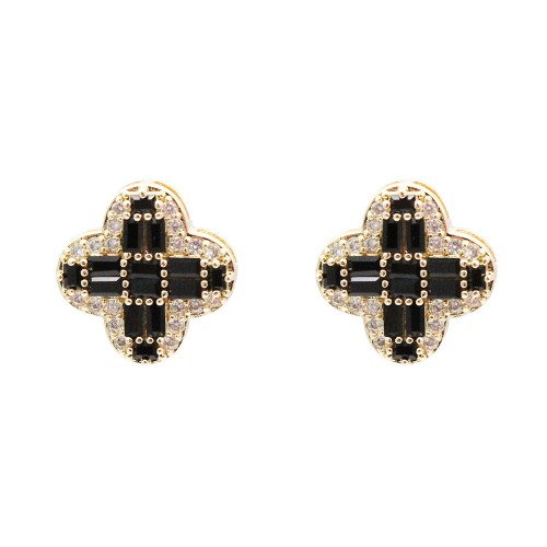 Gold Plated with Black Cubic Zirconia Earrings Gold Plated with Black Cubic Zirconia Earrings