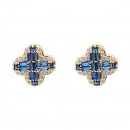Gold Plated with Blue Cubic Zirconia Earrings