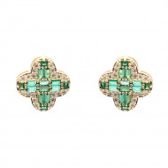 Gold Plated with Green Cubic Zirconia Earrings