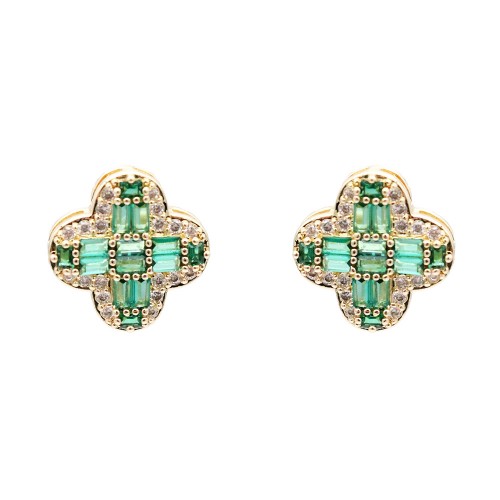Gold Plated with Green Cubic Zirconia Earrings Gold Plated with Green Cubic Zirconia Earrings