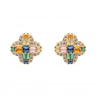 Gold Plated with Multi Cubic Zirconia Earrings