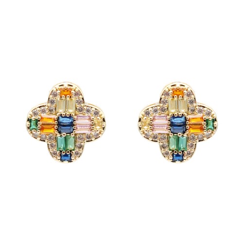 Gold Plated with Multi Cubic Zirconia Earrings
