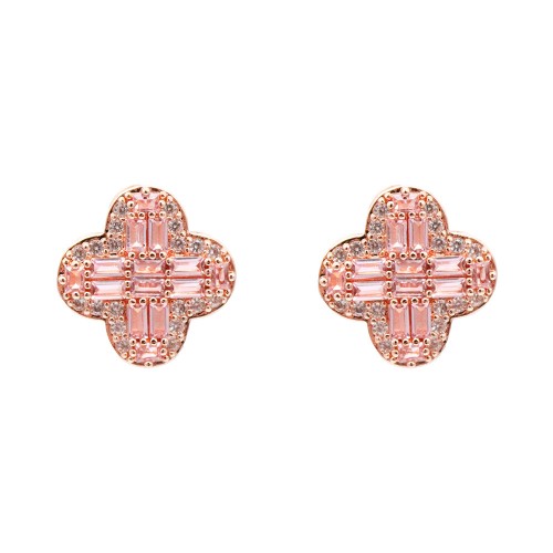 Rose Gold Plated with Pink Cubic Zirconia Earrings
