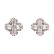 Rhodium Plated with Clear Cubic Zirconia Earrings