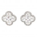 Rhodium Plated with Clear Cubic Zirconia Earrings