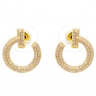 Gold Plated with Clear  Cubic Zirconia Earrings