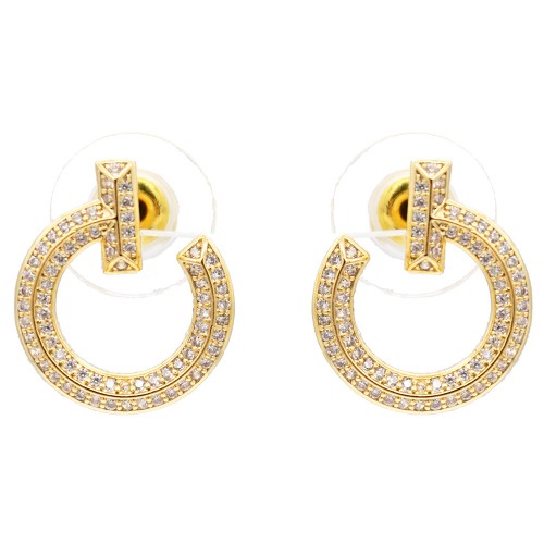 Gold Plated with Clear  Cubic Zirconia Earrings