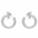 Rhodium Plated with Clear  Cubic Zirconia Earrings