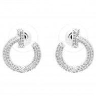 Rhodium Plated with Clear  Cubic Zirconia Earrings