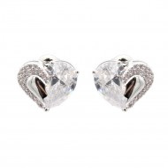 Rhodium Plated with Clear Cubic Zirconia Earrings