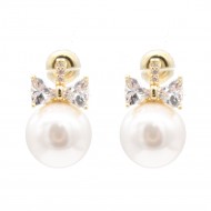 Gold Plated With Pearl, CZ Earrings