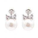 Gold Plated With Pearl, CZ Earrings Gold Plated With Pearl, CZ Earrings