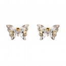 Gold Plated With Purple CZ Butterfly Earirngs