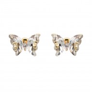 Gold Plated With Clear CZ Butterfly Earirngs