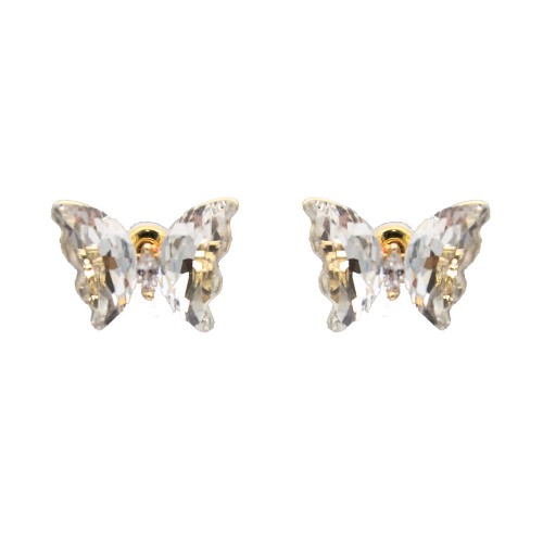 Gold Plated With Clear CZ Butterfly Earirngs Gold Plated With Clear CZ Butterfly Earirngs