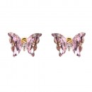 Gold Plated With Purple CZ Butterfly Earirngs