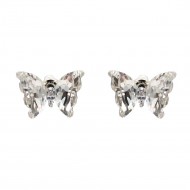 Rhodium With Clear CZ Butterfly Earirngs